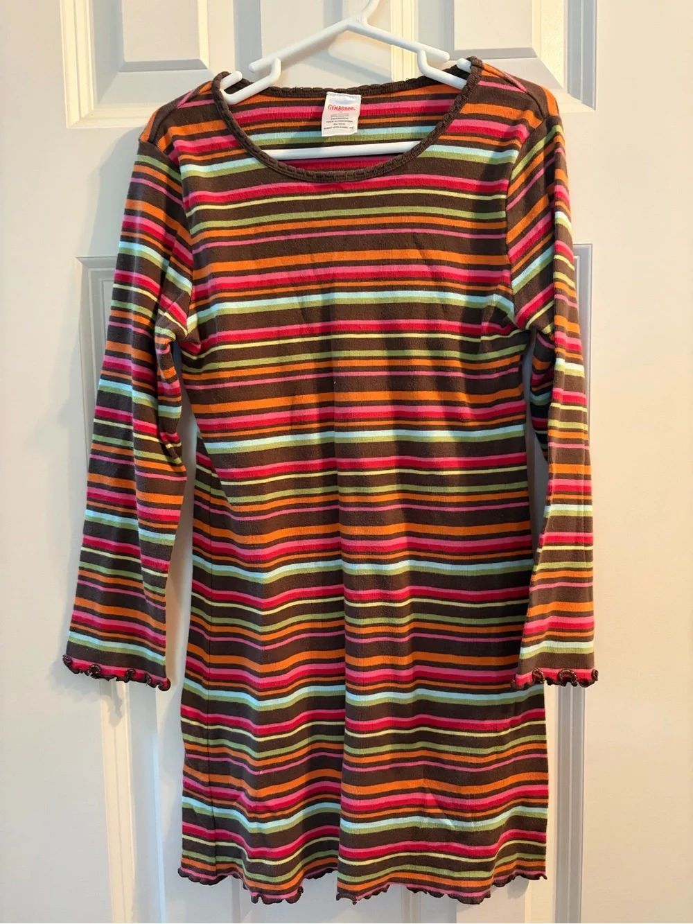 Gymboree Brown Multicolor Striped Long-Sleeve Knit Dress 8
